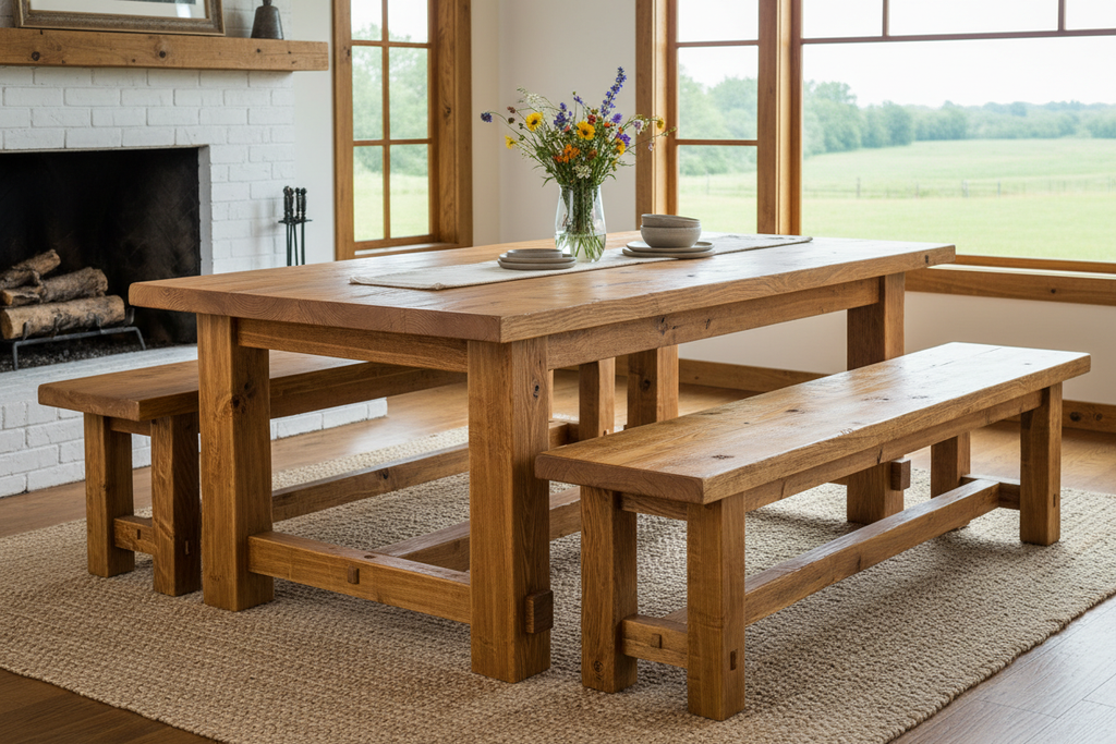 Farmhouse table with bench