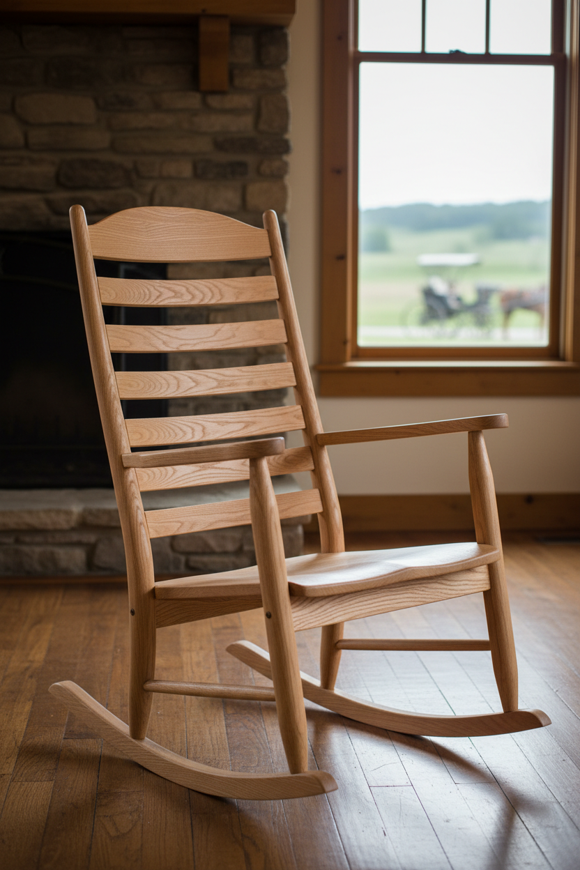 High back ladder rocking chair
