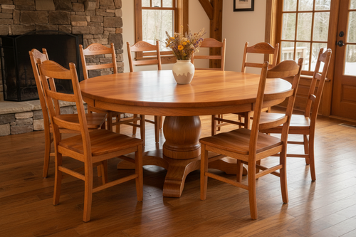 Round pedestal dining table